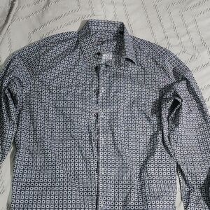 Men's Geometric Patterned Shirt - Black and White
